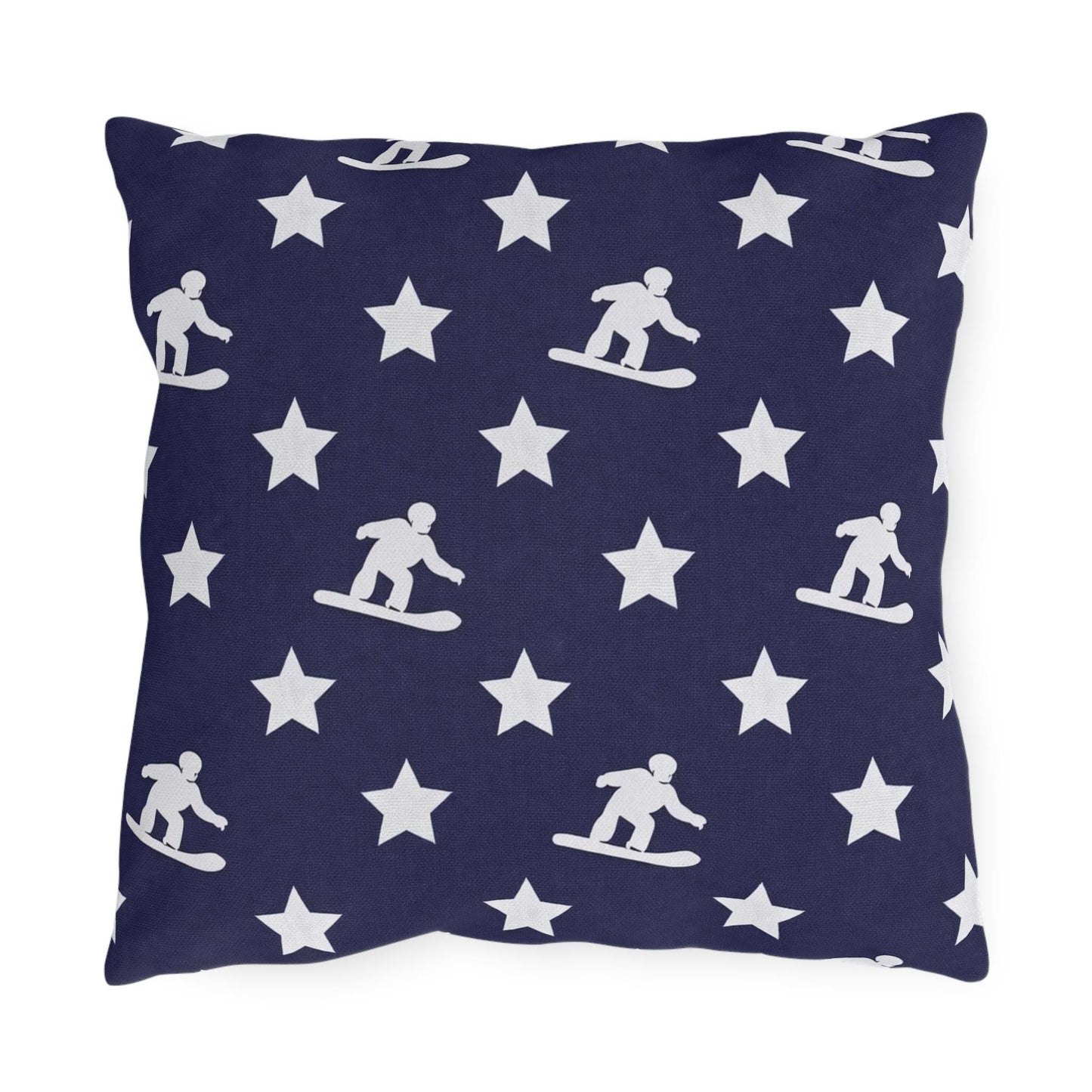 Snowboarding USA Flag Star Pattern Outdoor Pillow | Patriotic Winter Sports Throw