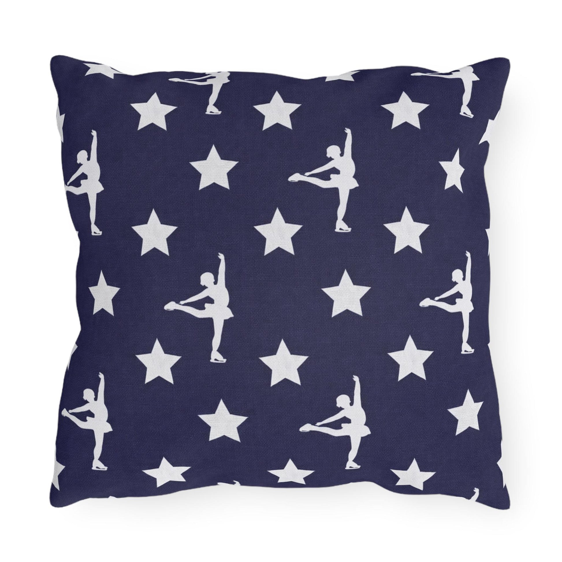 Figure Skating USA Flag Star Pattern Outdoor Pillow | American Decor