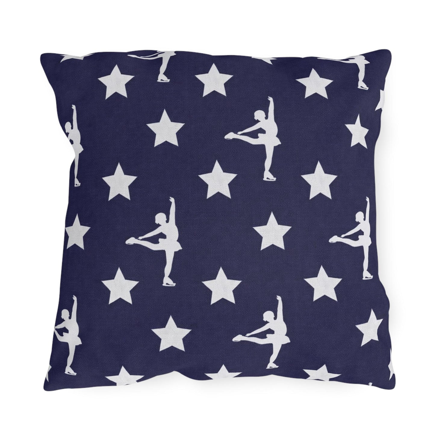 Figure Skating USA Flag Star Pattern Outdoor Pillow | American Decor