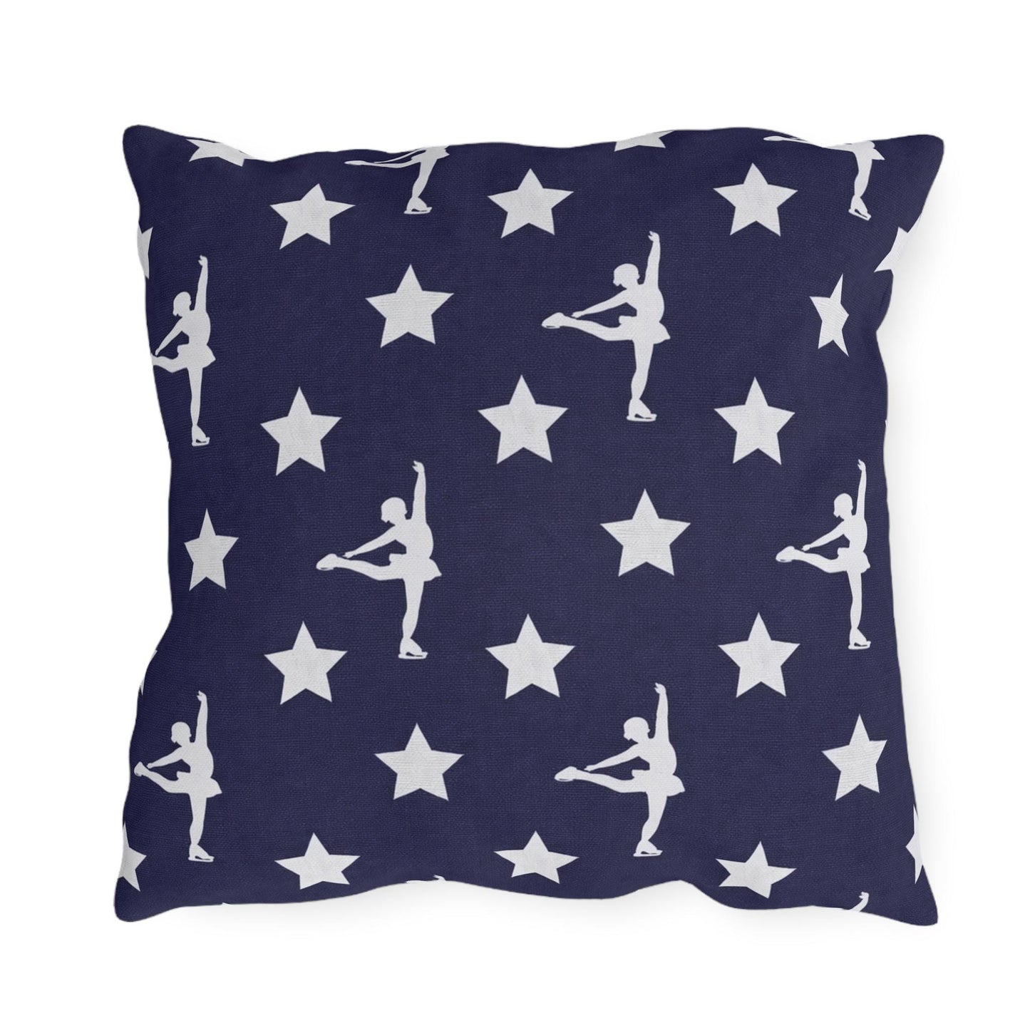 Figure Skating USA Flag Star Pattern Outdoor Pillow | American Decor