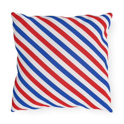 USA Flag Pinstripes Outdoor Pillow | Patriotic Throw Pillow, Fourth of July Decor
