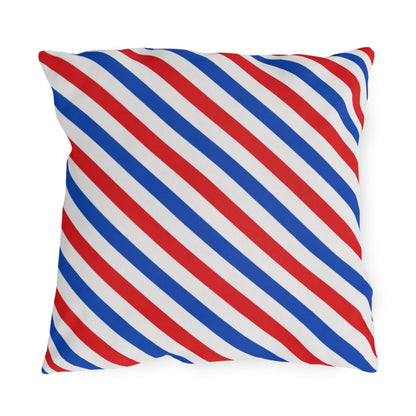 USA Flag Pinstripes Outdoor Pillow | Patriotic Throw Pillow, Fourth of July Decor