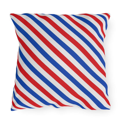 USA Flag Pinstripes Outdoor Pillow | Patriotic Throw Pillow, Fourth of July Decor