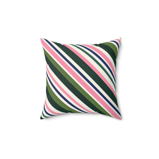 Preppy Bold Stripe Faux Suede Square Pillow | Spring Game Day Throw