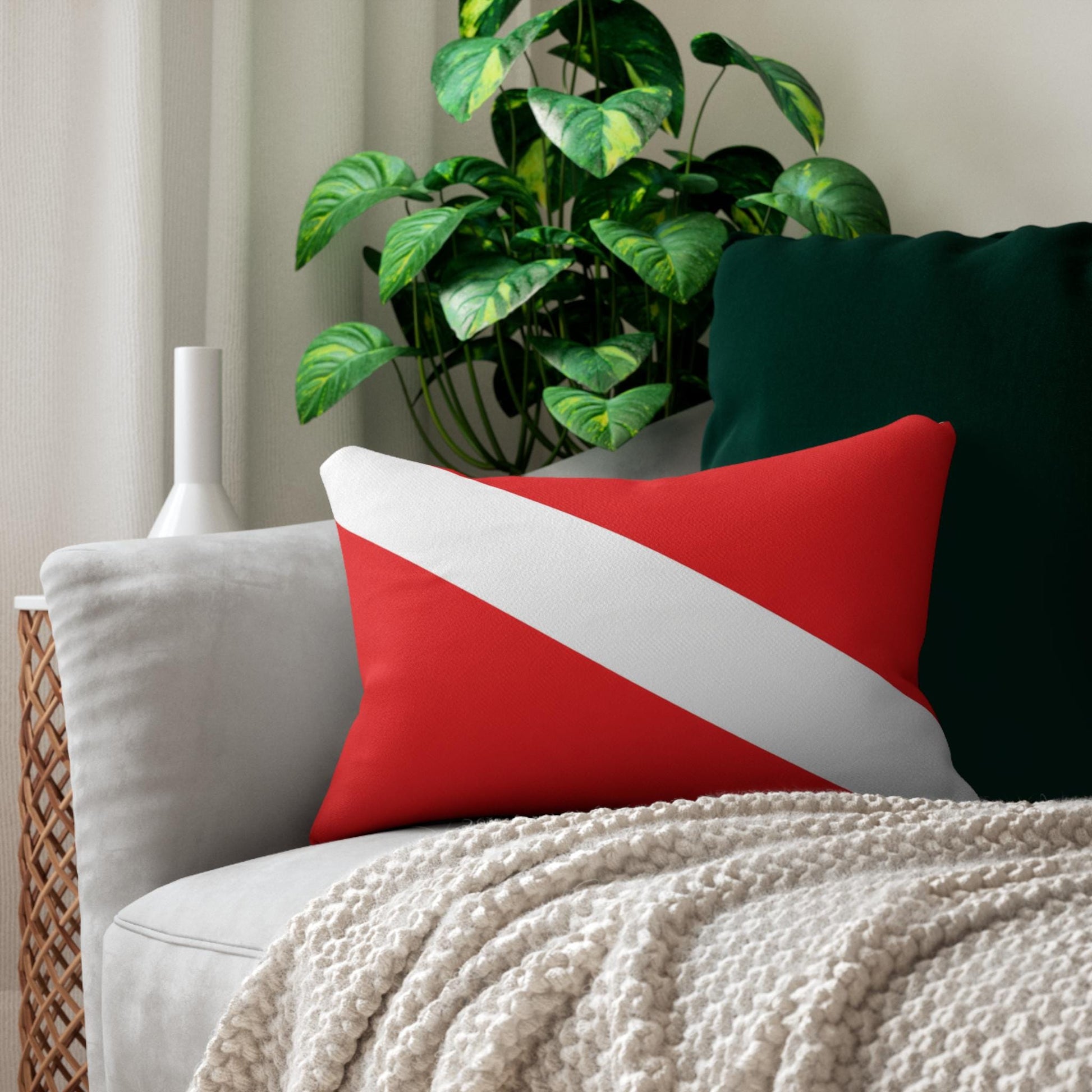 Diver Down Flag Lumbar Pillow | 20x14 Scuba Diving Decor