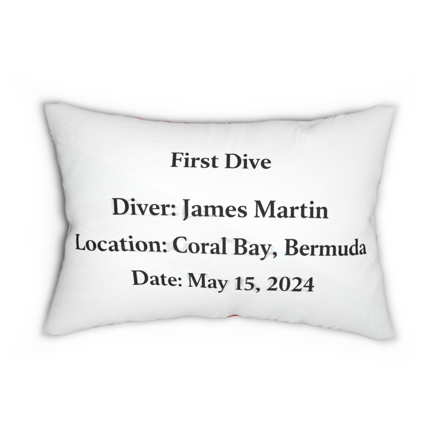 Personalized Diver Down Flag Lumbar Pillow | Scuba Snorkel Keepsake