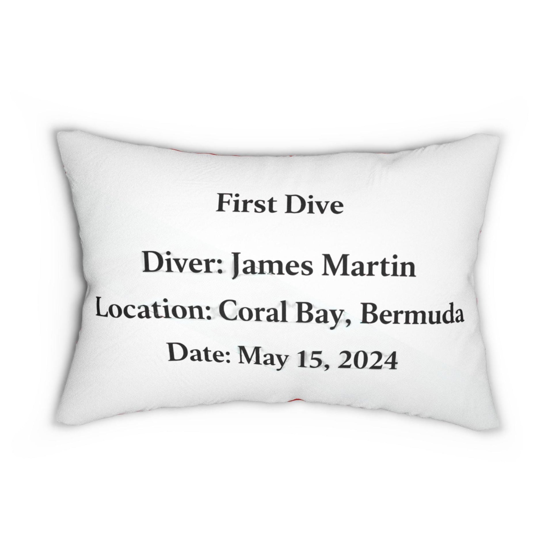 Personalized Diver Down Flag Lumbar Pillow | Scuba Snorkel Keepsake
