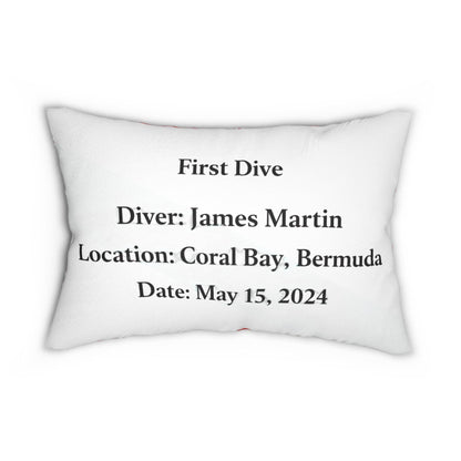 Personalized Diver Down Flag Lumbar Pillow | Scuba Snorkel Keepsake