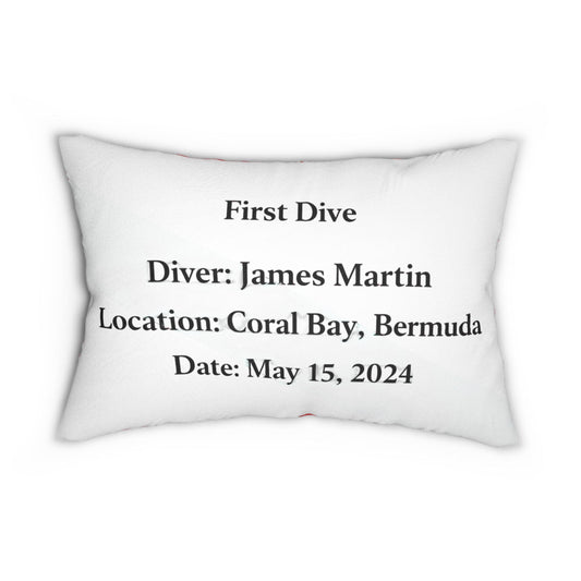 Personalized Diver Down Flag Lumbar Pillow | Scuba Snorkel Keepsake