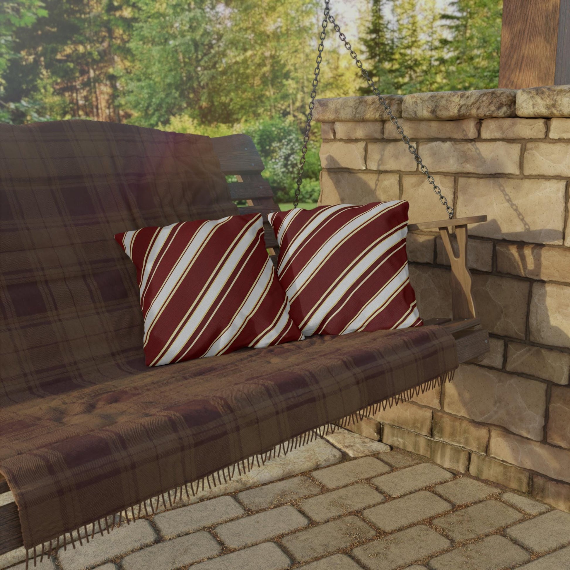 School Team Striped Outdoor Pillow | Team Colors, Sports Pride Throw Pillow