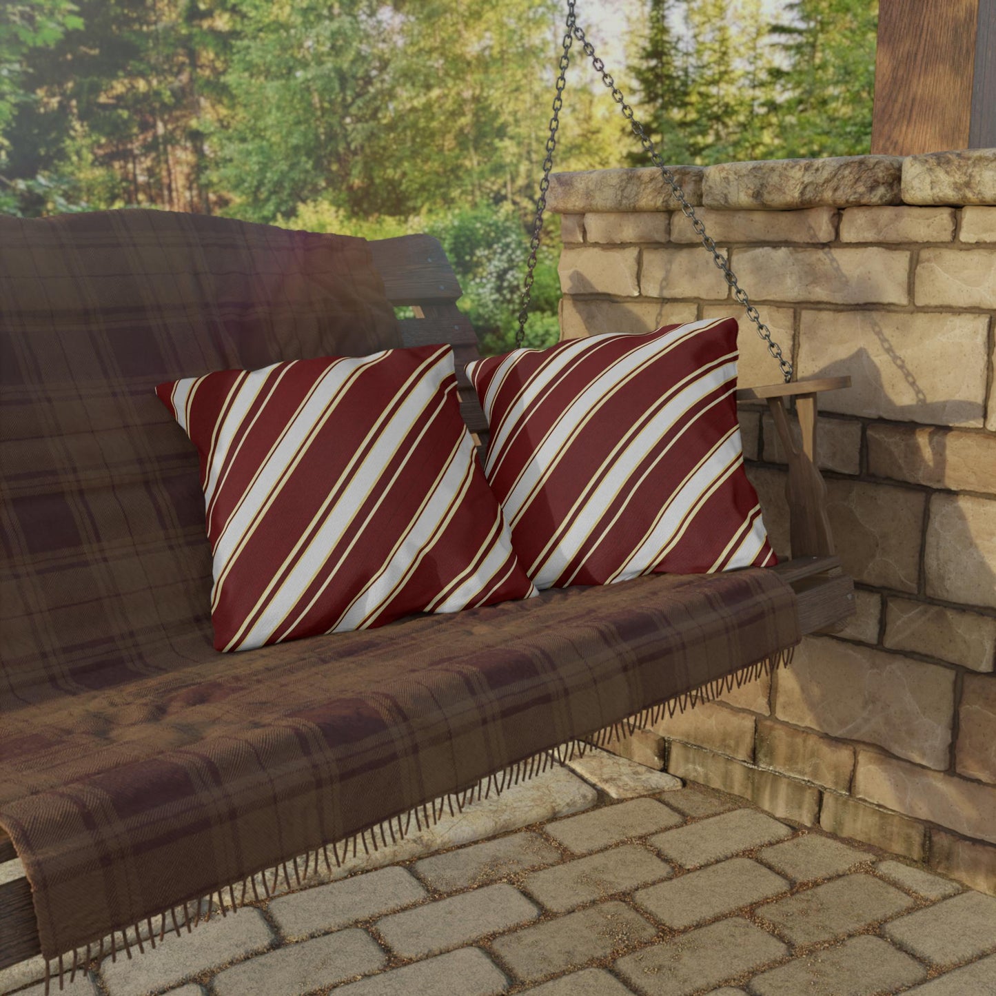 School Team Striped Outdoor Pillow | Team Colors, Sports Pride Throw Pillow