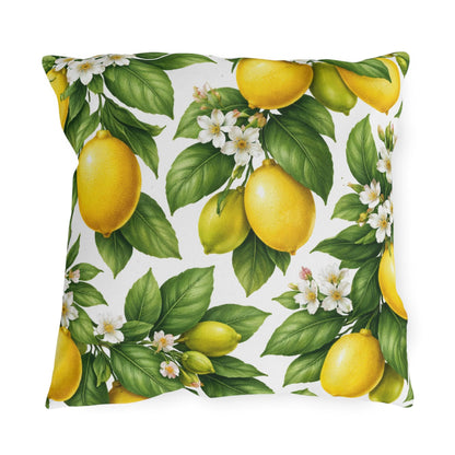 Lemon Tree Outdoor Throw Pillow | Citrus Patio Cushion | Yellow Lemon Decor