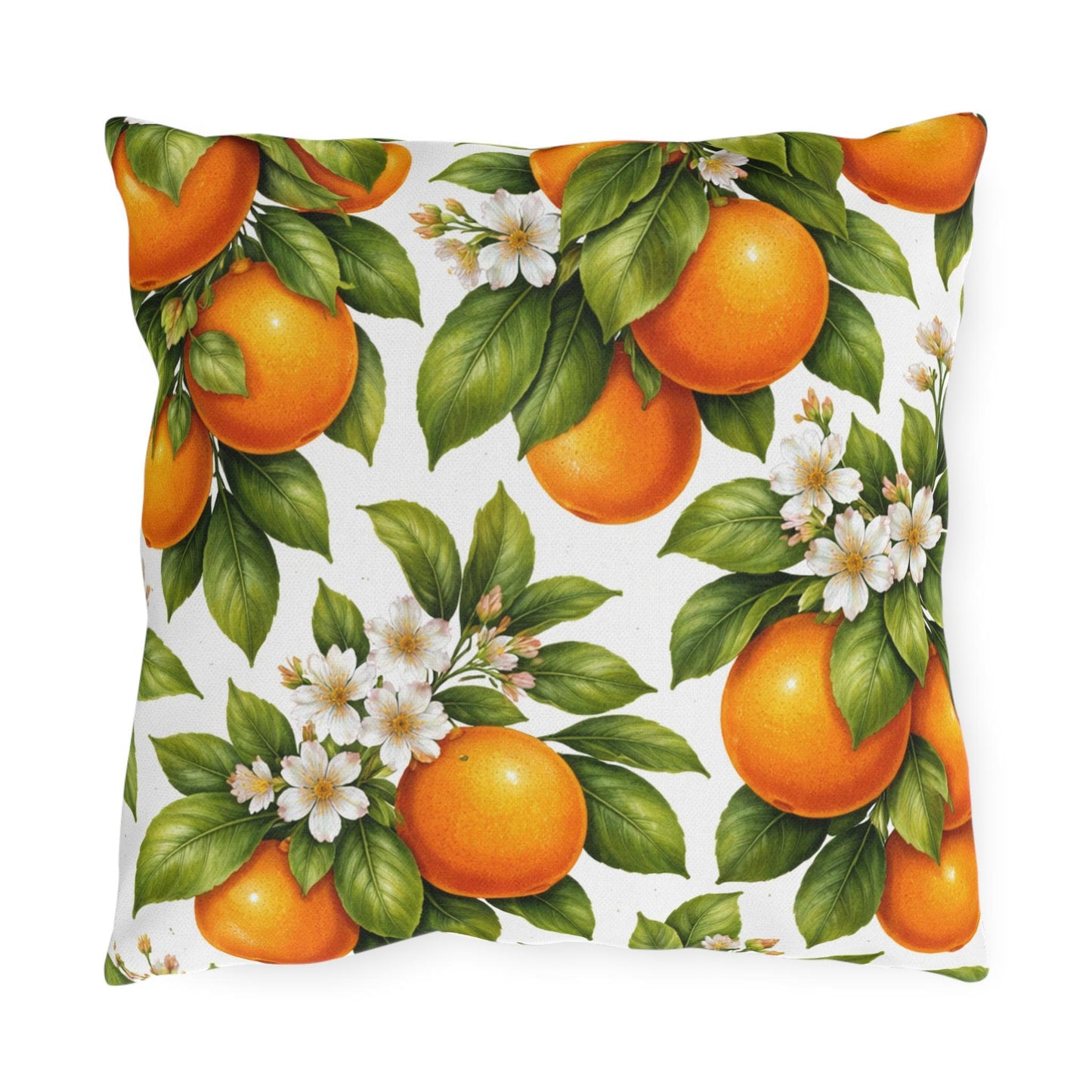 Orange Tree Outdoor Throw Pillow | Citrus Patio Cushion | Botanical Poolside Accent