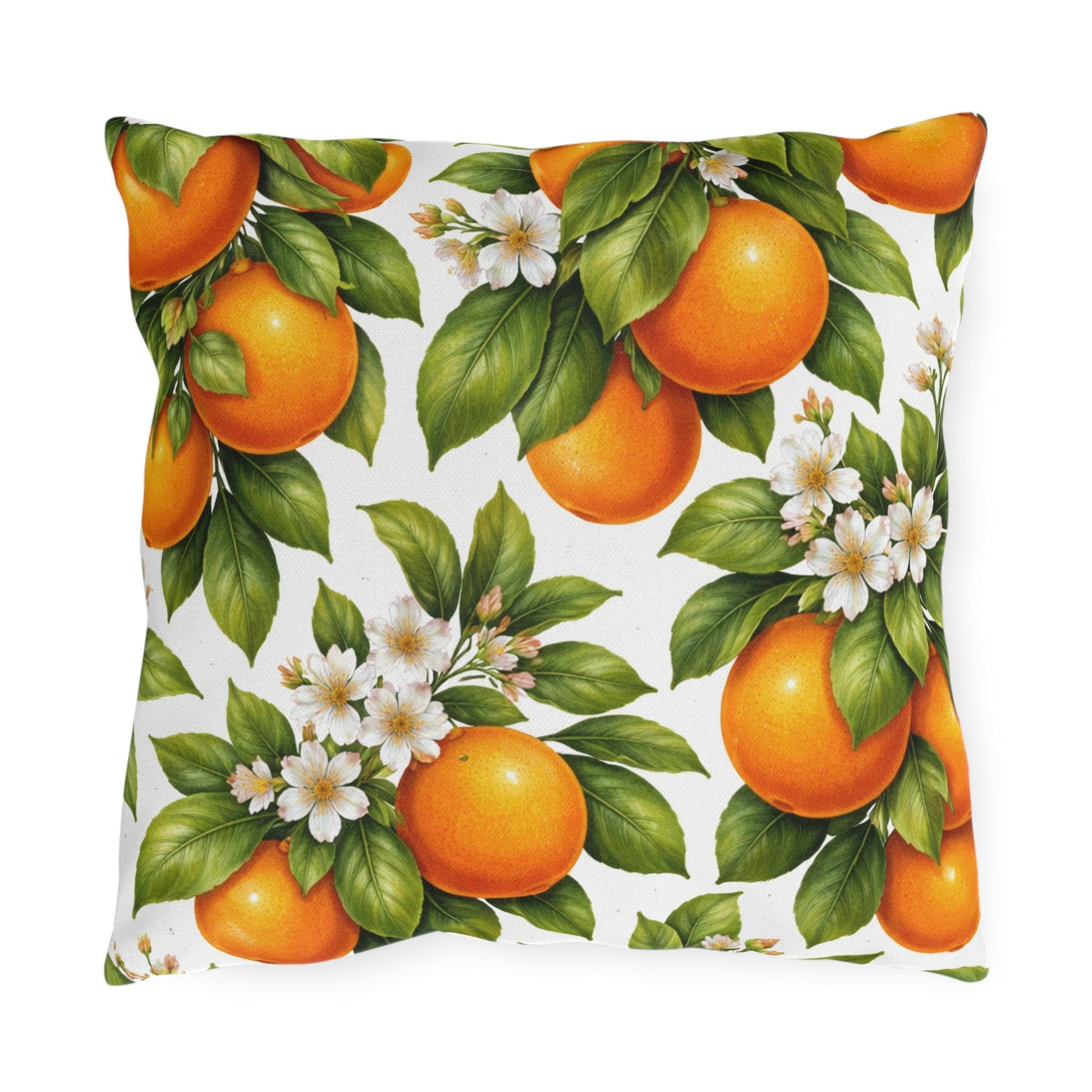 Orange Tree Outdoor Throw Pillow | Citrus Patio Cushion | Botanical Poolside Accent