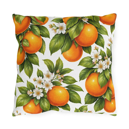 Orange Tree Outdoor Throw Pillow | Citrus Patio Cushion | Botanical Poolside Accent