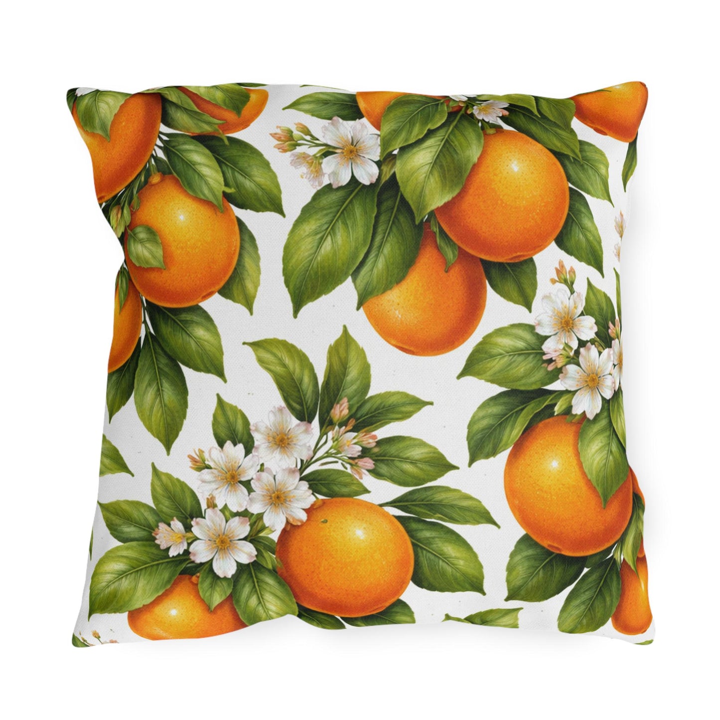 Orange Tree Outdoor Throw Pillow | Citrus Patio Cushion | Botanical Poolside Accent
