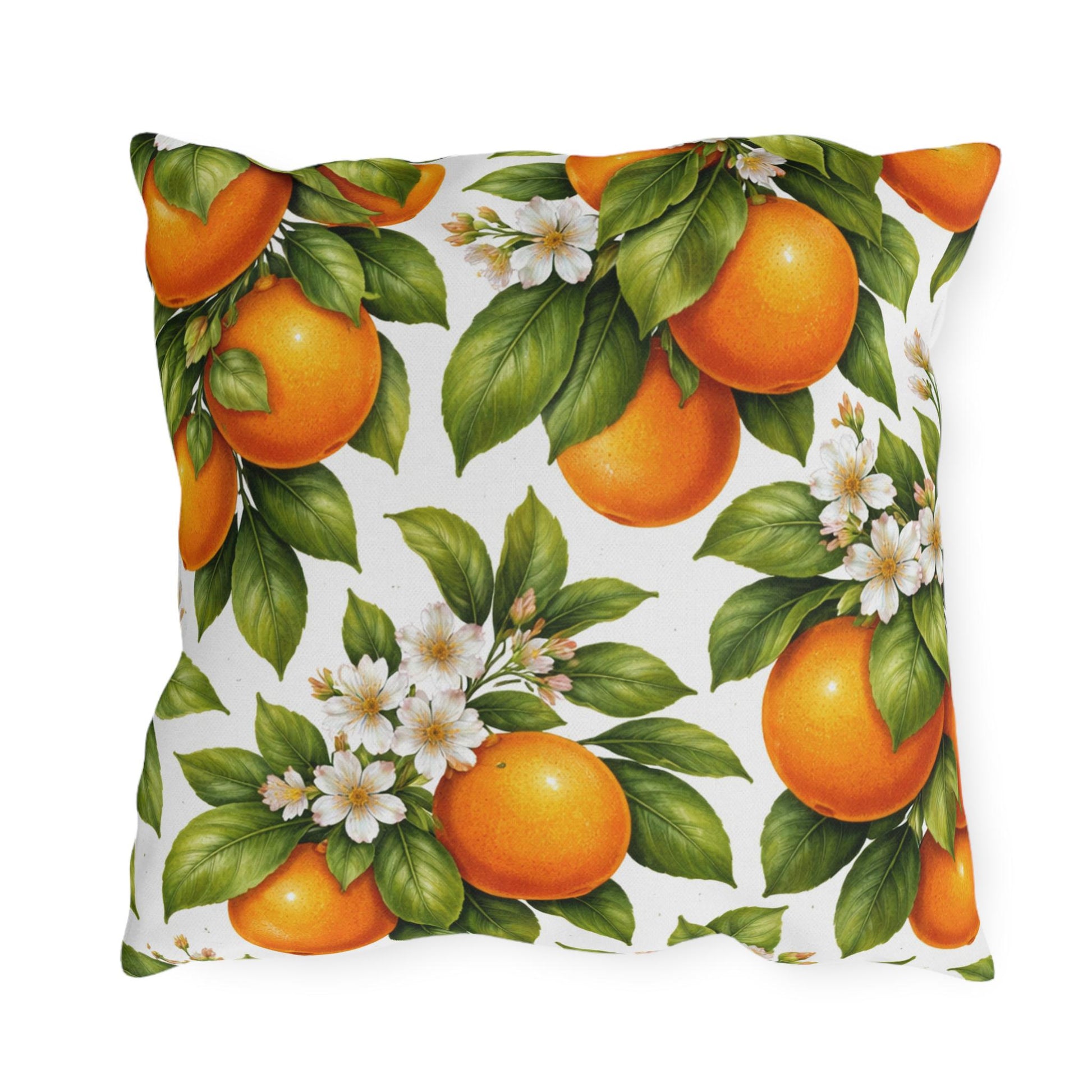 Orange Tree Outdoor Throw Pillow | Citrus Patio Cushion | Botanical Poolside Accent