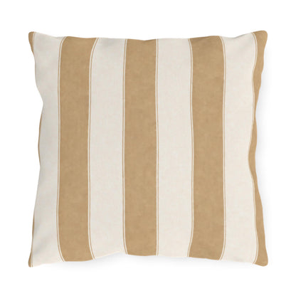 Cabana Tan Stripe Poolside Resort Pillow | Outdoor Pillows | Coastal Patio Cushion
