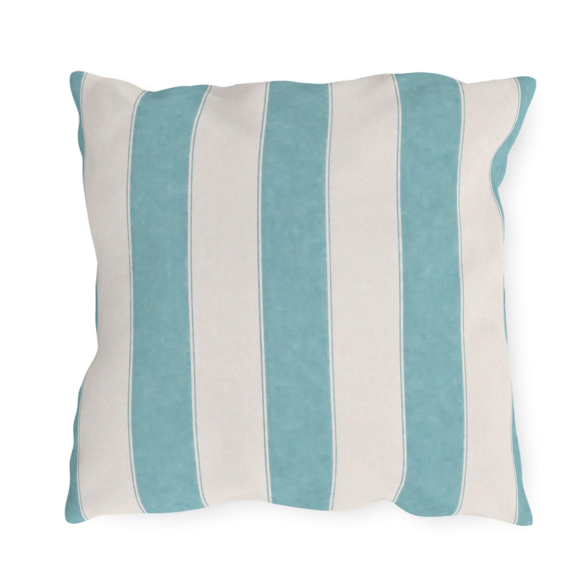 Cabana Aqua Stripe Poolside Resort Pillow | Outdoor Pillows | Coastal Patio Cushion