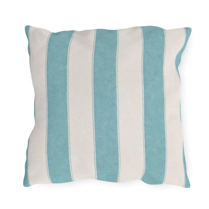 Cabana Aqua Stripe Poolside Resort Pillow | Outdoor Pillows | Coastal Patio Cushion