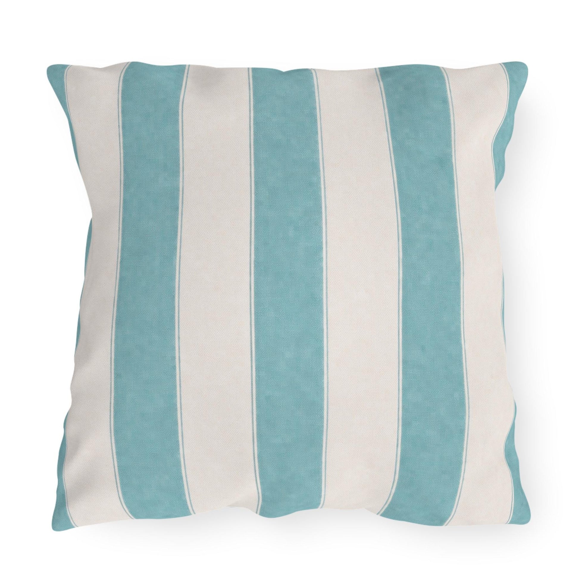 Cabana Aqua Stripe Poolside Resort Pillow | Outdoor Pillows | Coastal Patio Cushion