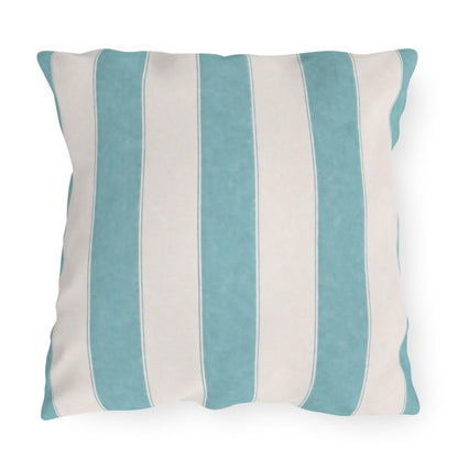 Cabana Aqua Stripe Poolside Resort Pillow | Outdoor Pillows | Coastal Patio Cushion
