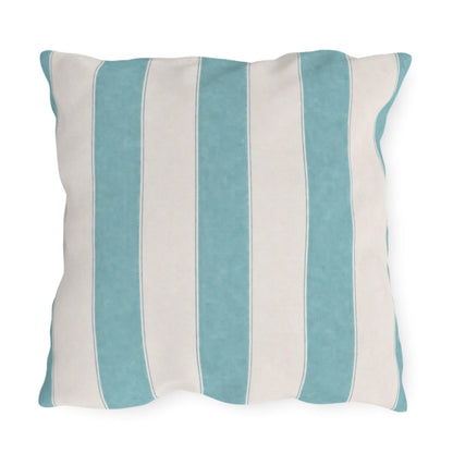Cabana Aqua Stripe Poolside Resort Pillow | Outdoor Pillows | Coastal Patio Cushion