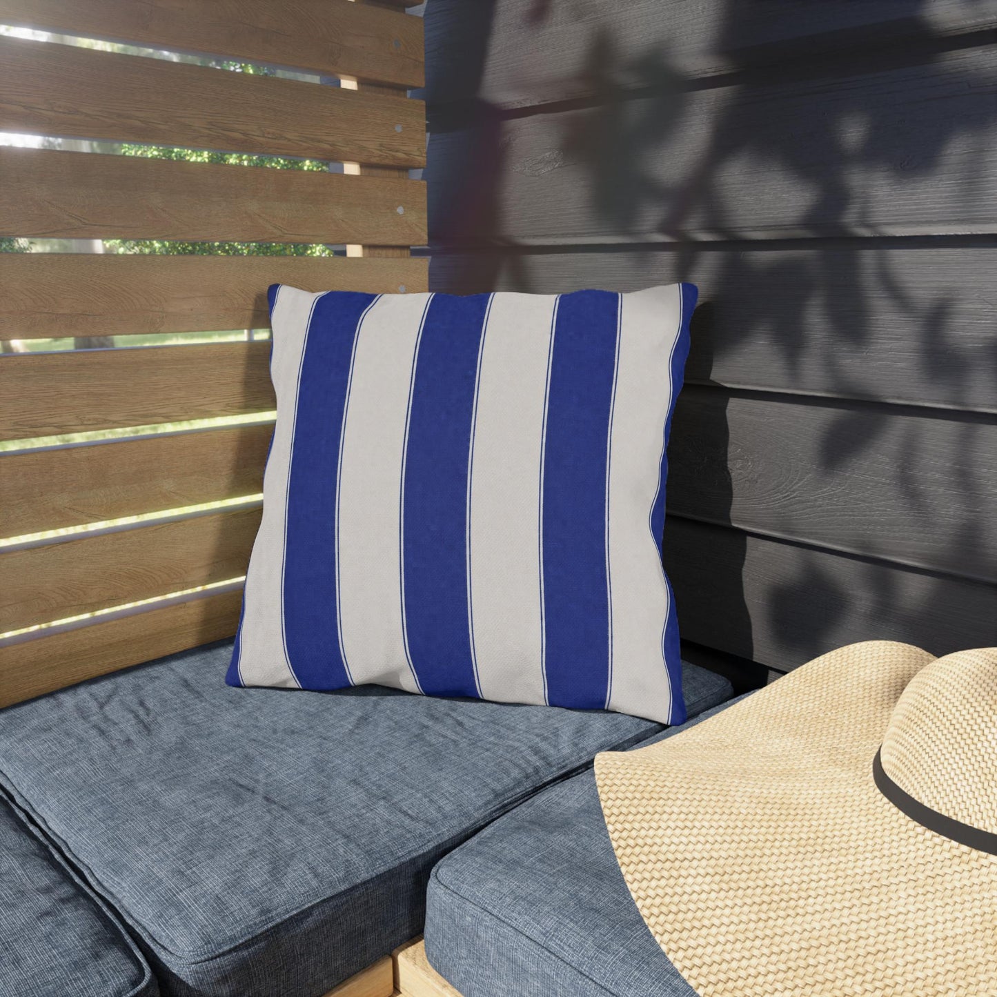 Cabana Royal Blue Stripe Poolside Resort Pillow | Outdoor Pillows | Coastal Patio Cushion