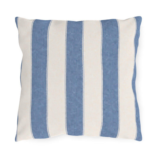 Cabana Coastal Blue Stripe Poolside Resort Pillow | Outdoor Pillows | Coastal Patio Cushion