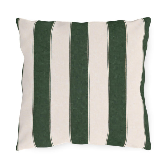 Cabana Forest Green Stripe Poolside Resort Pillow | Outdoor Pillows | Coastal Patio Cushion
