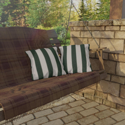 Cabana Forest Green Stripe Poolside Resort Pillow | Outdoor Pillows | Coastal Patio Cushion