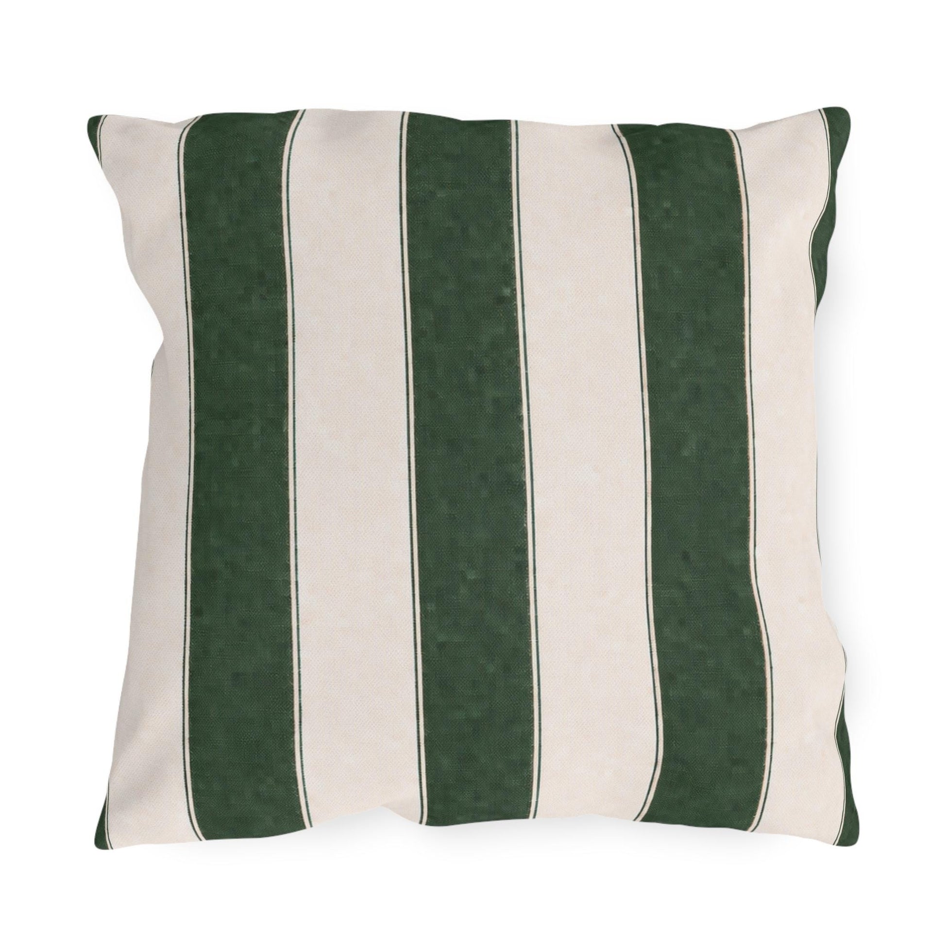 Cabana Forest Green Stripe Poolside Resort Pillow | Outdoor Pillows | Coastal Patio Cushion