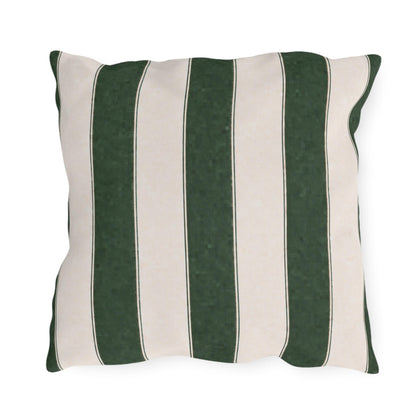 Cabana Forest Green Stripe Poolside Resort Pillow | Outdoor Pillows | Coastal Patio Cushion