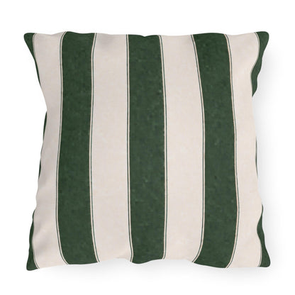 Cabana Forest Green Stripe Poolside Resort Pillow | Outdoor Pillows | Coastal Patio Cushion