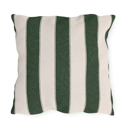 Cabana Forest Green Stripe Poolside Resort Pillow | Outdoor Pillows | Coastal Patio Cushion