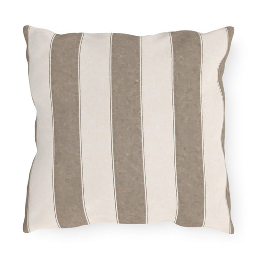 Cabana Driftwood Gray Stripe Poolside Resort Pillow | Outdoor Pillows | Coastal Patio Cushion