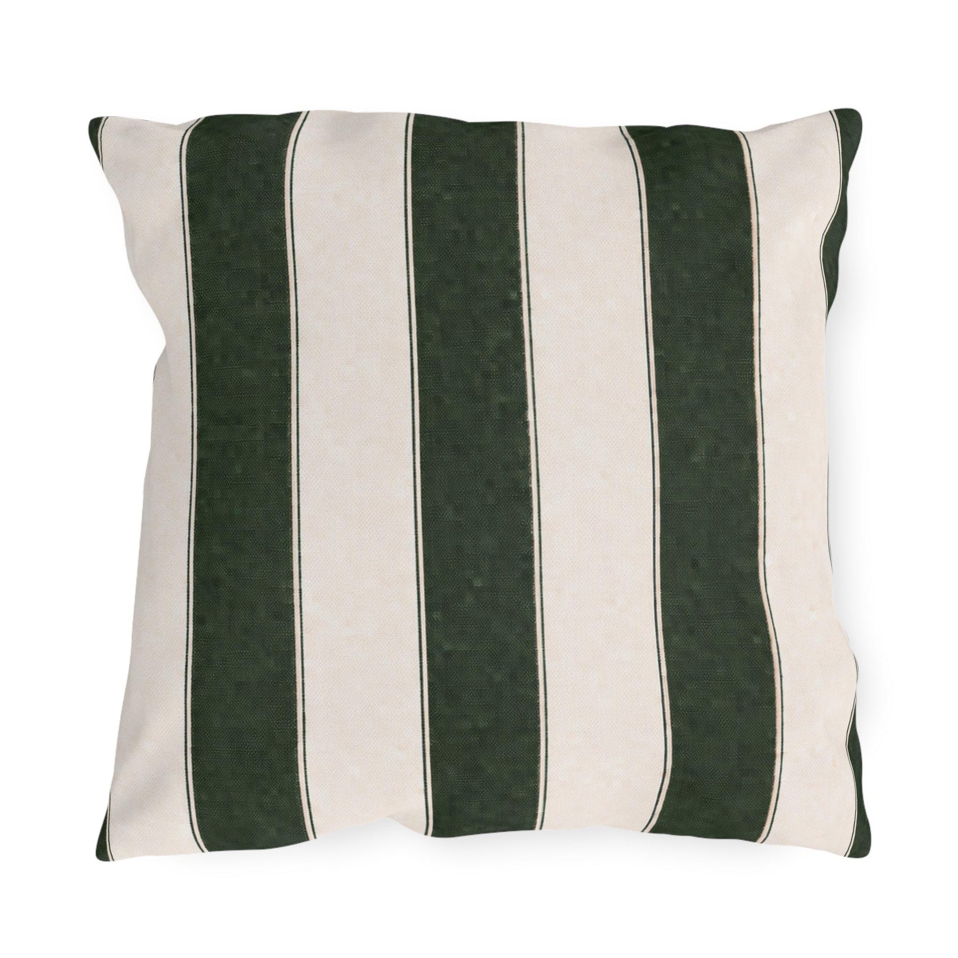 Cabana Hunter Green Stripe Poolside Resort Pillow | Outdoor Pillows | Coastal Patio Cushion