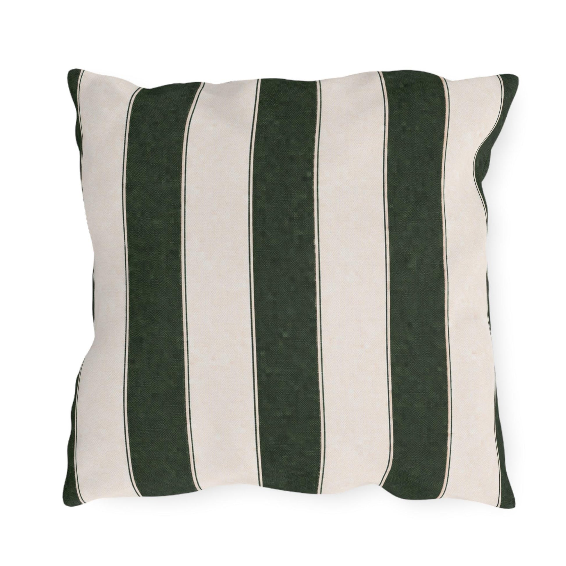Cabana Hunter Green Stripe Poolside Resort Pillow | Outdoor Pillows | Coastal Patio Cushion