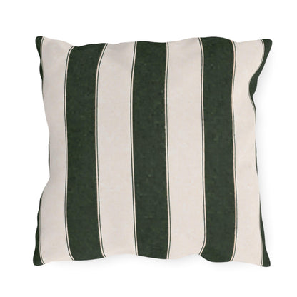 Cabana Hunter Green Stripe Poolside Resort Pillow | Outdoor Pillows | Coastal Patio Cushion