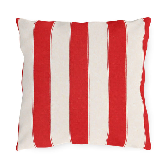 Cabana Forest Red Stripe Poolside Resort Pillow | Outdoor Pillows | Coastal Patio Cushion