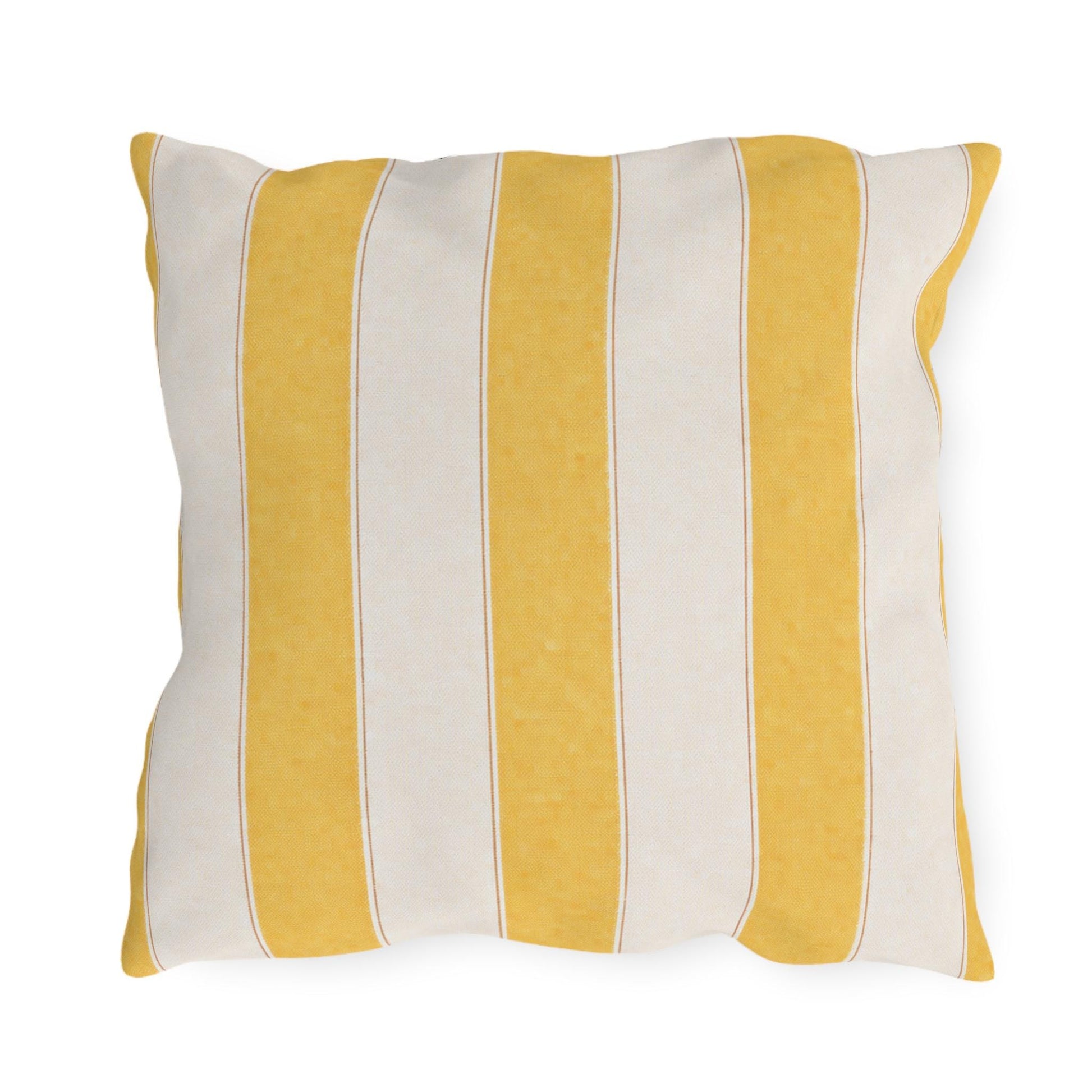 Cabana Yellow Stripe Poolside Resort Pillow | Outdoor Pillows | Coastal Patio Cushion