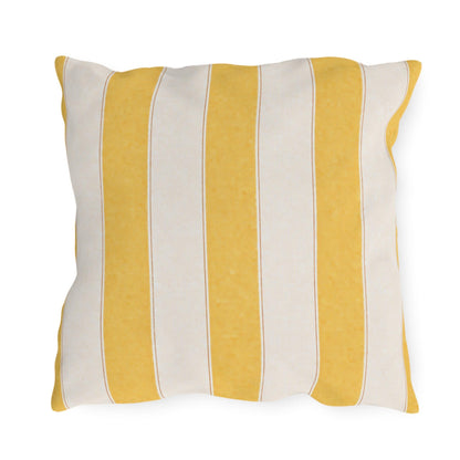 Cabana Yellow Stripe Poolside Resort Pillow | Outdoor Pillows | Coastal Patio Cushion