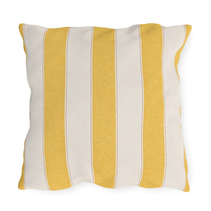Cabana Yellow Stripe Poolside Resort Pillow | Outdoor Pillows | Coastal Patio Cushion