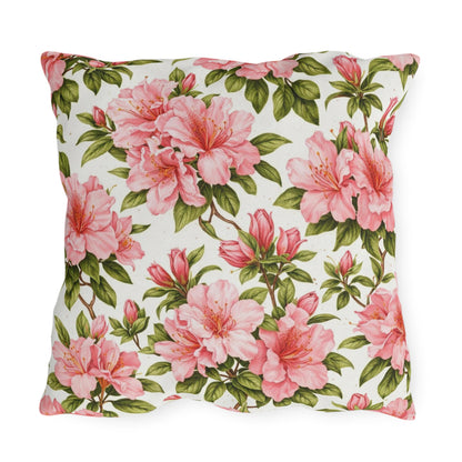 Azalea Botanical Outdoor Pillow | Square Patio Cushion, Southern Garden Floral