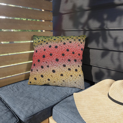 Rainbow Trout Pattern Outdoor Pillows | Fishing Cabin Decor