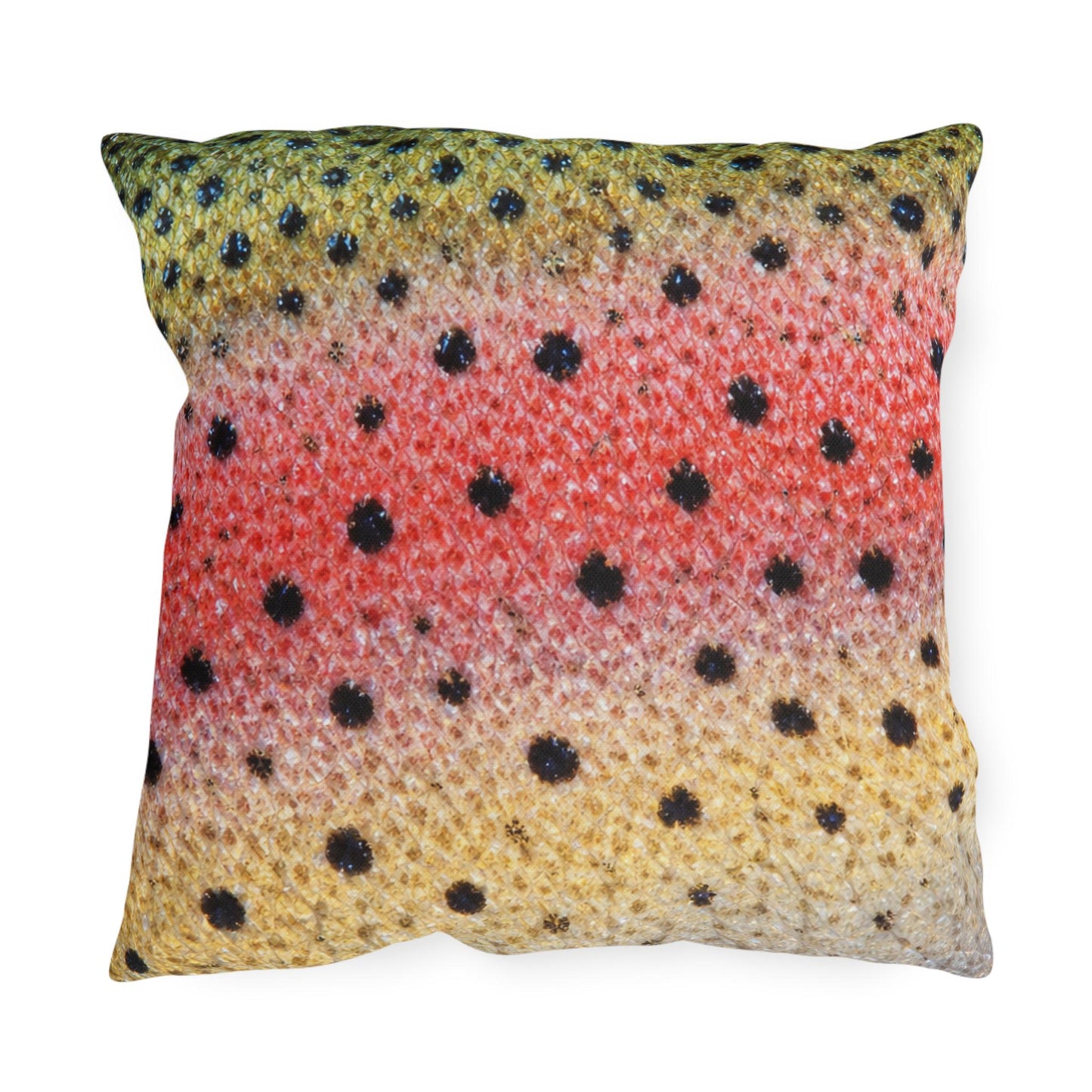 Rainbow Trout Pattern Outdoor Pillows | Fishing Cabin Decor