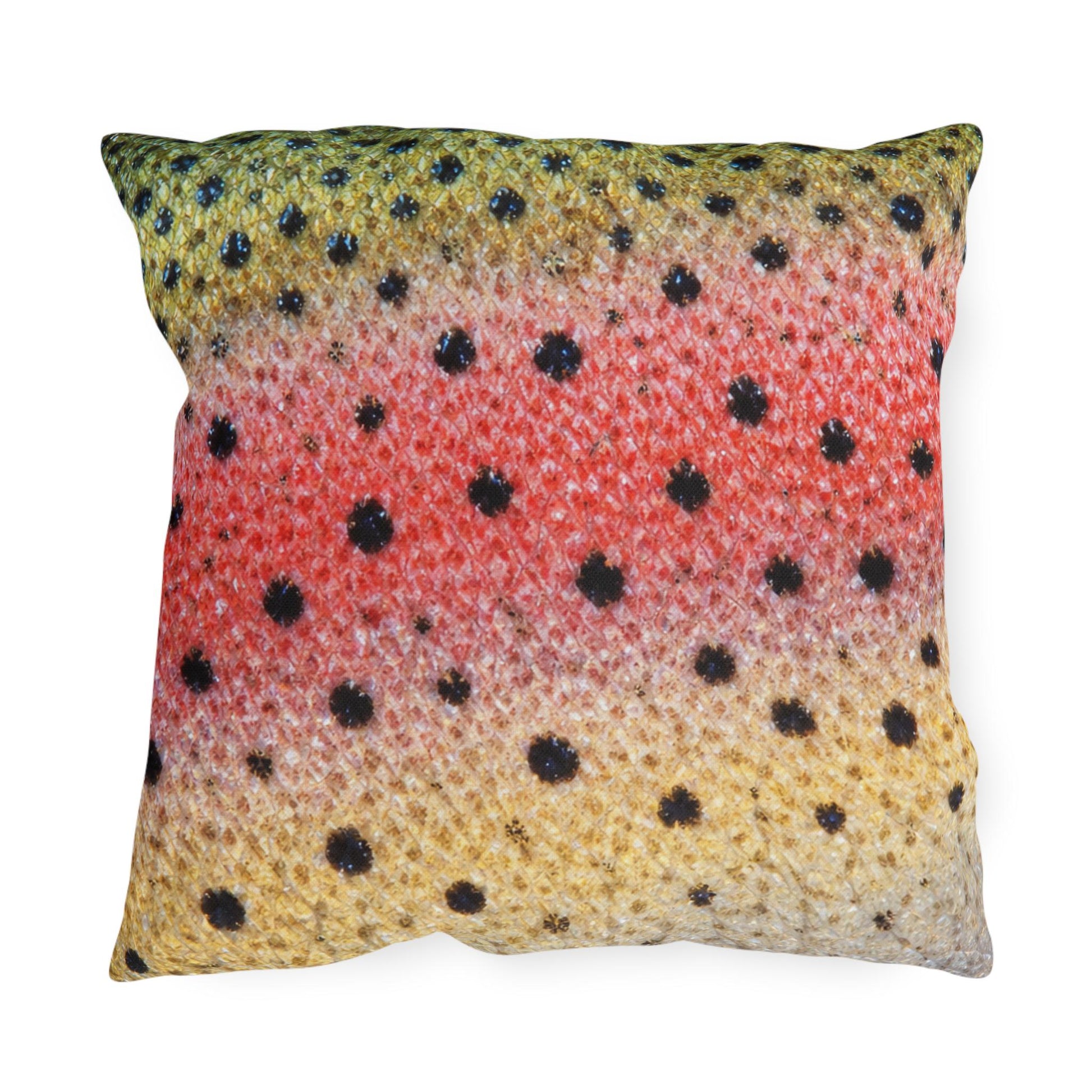 Rainbow Trout Pattern Outdoor Pillows | Fishing Cabin Decor