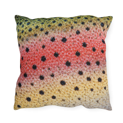 Rainbow Trout Pattern Outdoor Pillows | Fishing Cabin Decor