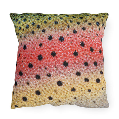 Rainbow Trout Pattern Outdoor Pillows | Fishing Cabin Decor