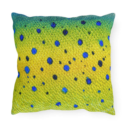 Mahi Mahi Fish Pattern Outdoor Pillows | Coastal Tropical Nautical Throw